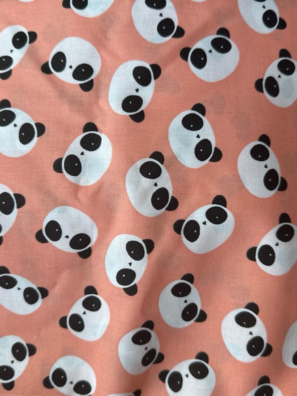 2 Yards Joann Fabrics Discontinued  “Kawaii Panda” Cotton —Coral Pink Background